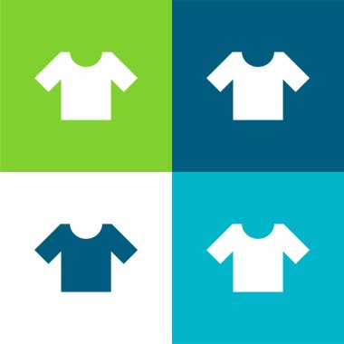 Basic T Shirt Flat four color minimal icon set clipart