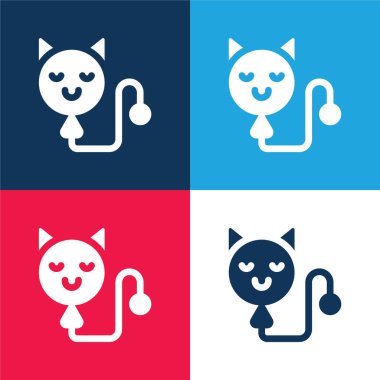 Balon mavi ve kırmızı dört renk minimal simge kümesi