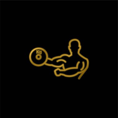 Vücut Geliştirici Bir El Altında Ağırlık Taşır Altın Kaplama Metal Simge veya Logo Vektörü