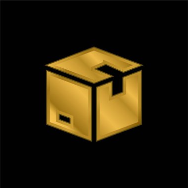 Kutu altın kaplama metalik simge veya logo vektörü