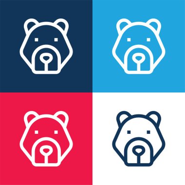 Ayı mavisi ve kırmızı dört renk simgesi seti