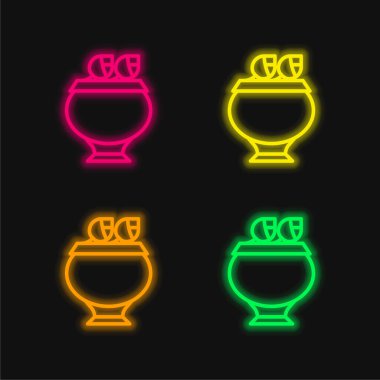 Dört renk parlayan neon vektör simgesi