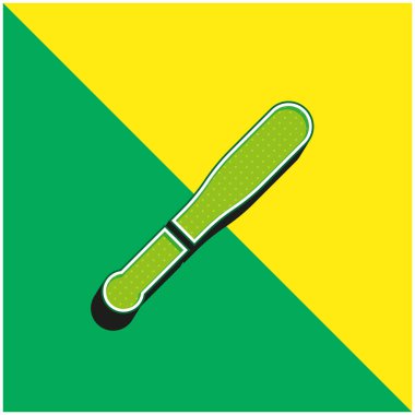 Beyzbol sopası yeşil ve sarı 3D vektör simgesi logosu