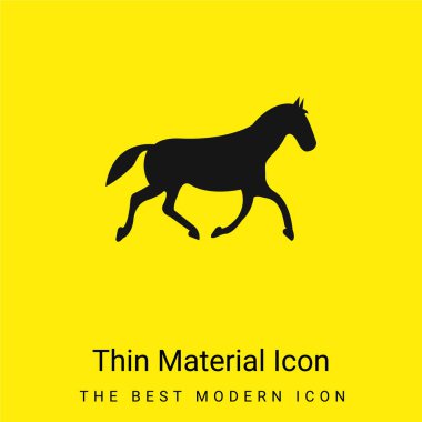 Black Race Horse Walking Pose minimal bright yellow material icon clipart