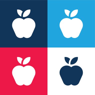 Elma mavisi ve kırmızı dört renk minimal simge kümesi