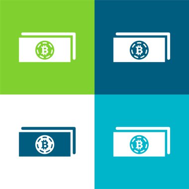 Bitcoins Kağıt Kağıt Düz 4 renk en az simge kümesi