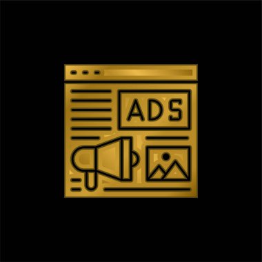 Altın kaplama metalik simge veya logo vektörü reklamı