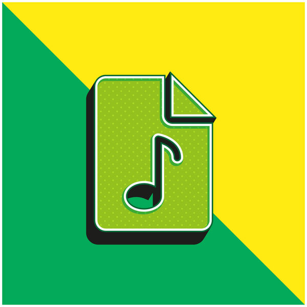 Audio File Зеленый и желтый современный 3d векторный логотип