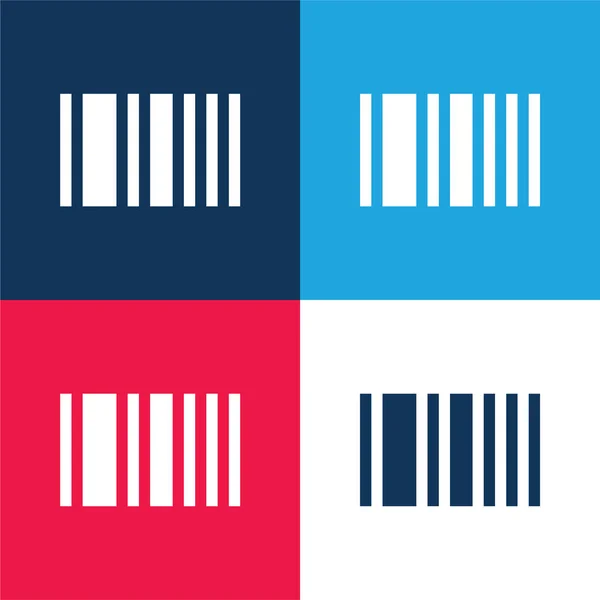 Barcode Blue Red Four Color Minimal Icon Set — Stock Vector