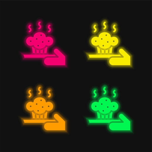 Baking four color glowing neon vector icon