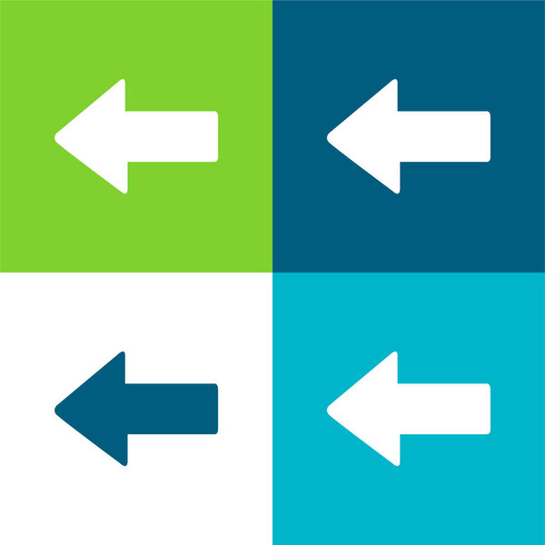 Стрелка, указывающая влево на плоскую четырехцветную минимальную иконку