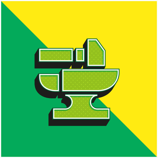 Зеленый и желтый современный трехмерный векторный логотип