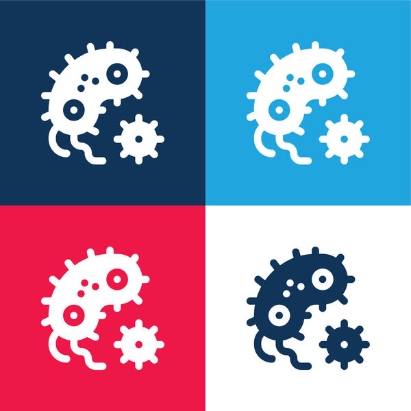 Bacteria blue and red four color minimal icon set