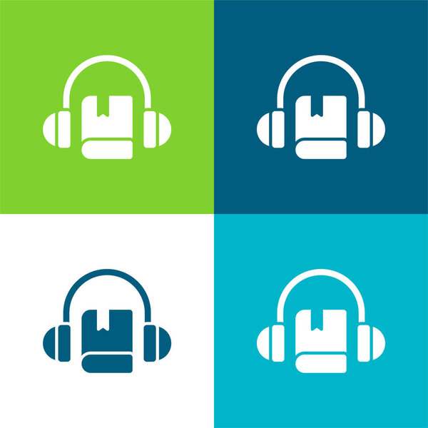 Audio Book Flat four color minimal icon set