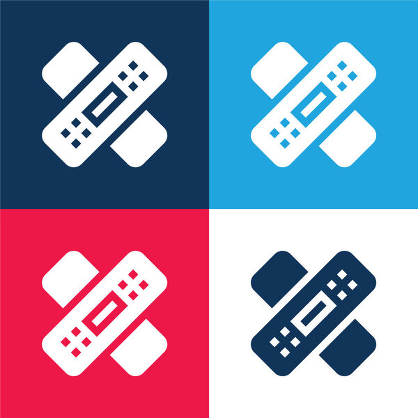 Бинт синий и красный четыре цвета минимальный набор значков