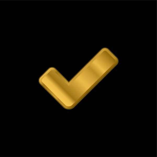 Big Check Mark Gold Plated Metalic Icon Logo Vector — Stock Vector