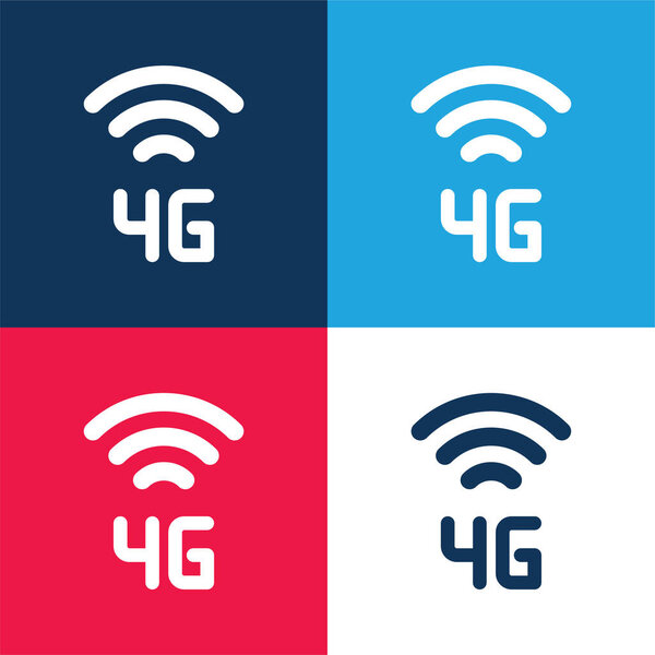 4g blue and red four color minimal icon set
