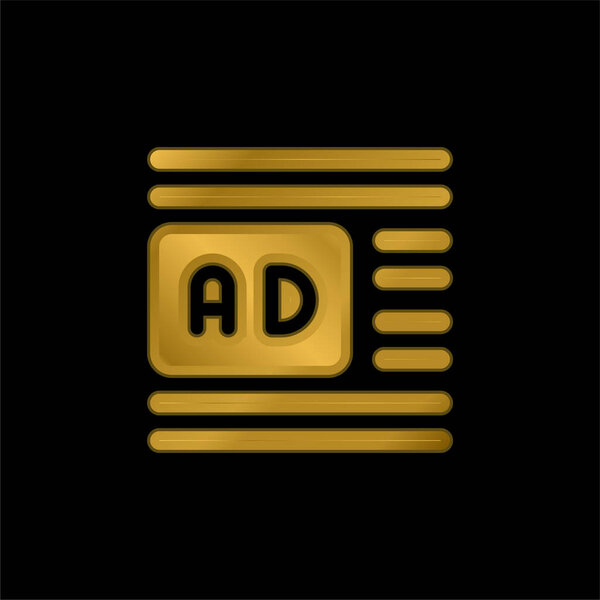 Advertisements gold plated metalic icon or logo vector