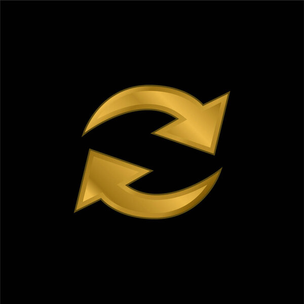 Actualize Arrows Couple In Circle gold plated metalic icon or logo vector