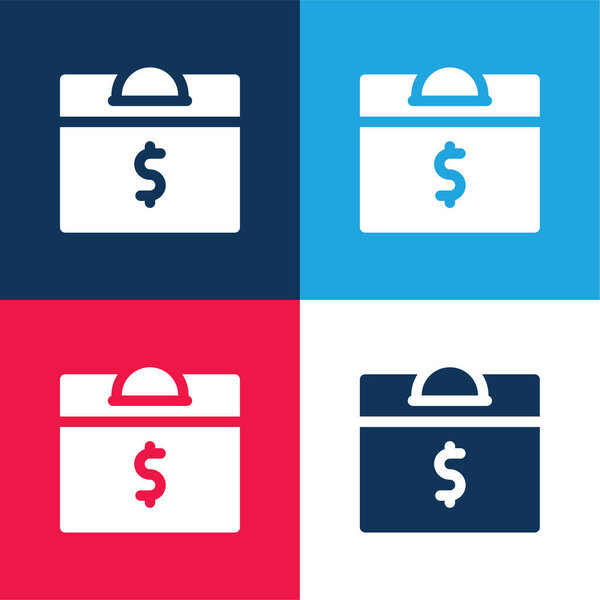 Box blue and red four color minimal icon set