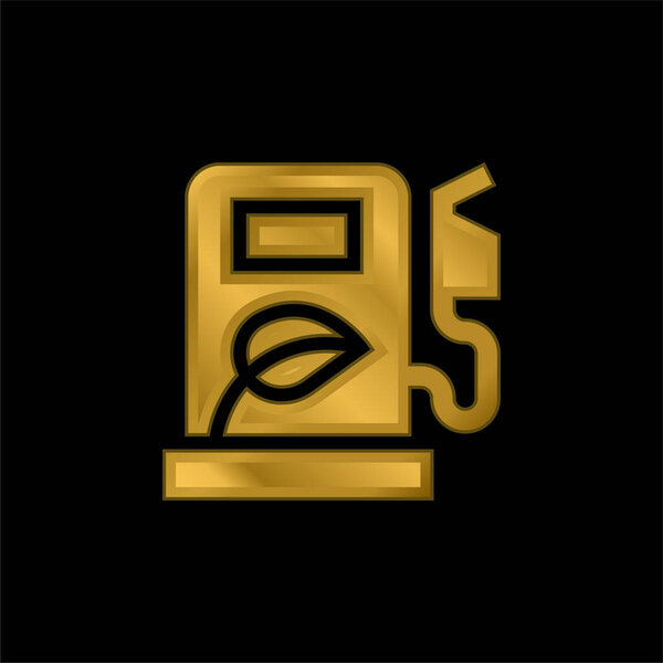 Biofuel gold plated metalic icon or logo vector