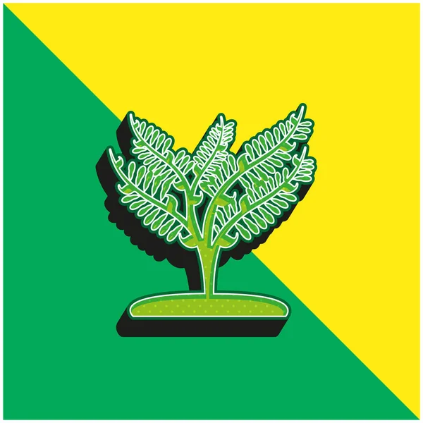 Büyük Bitki Küçük Ağaç Yeşili ve Sarı 3D vektör simgesi gibi