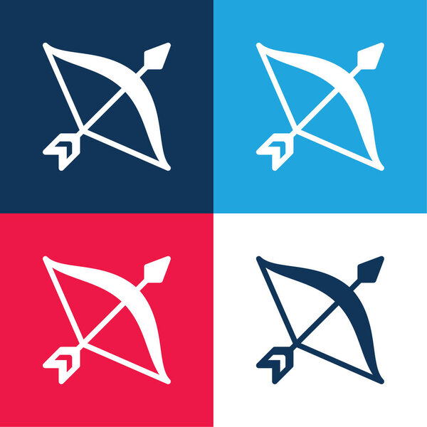 Bow blue and red four color minimal icon set