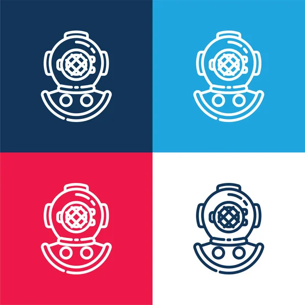 Aqualung Blue Red Four Color Minimum Icon Set — 图库矢量图片