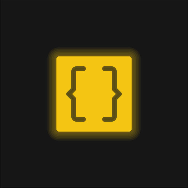 Brackets yellow glowing neon icon