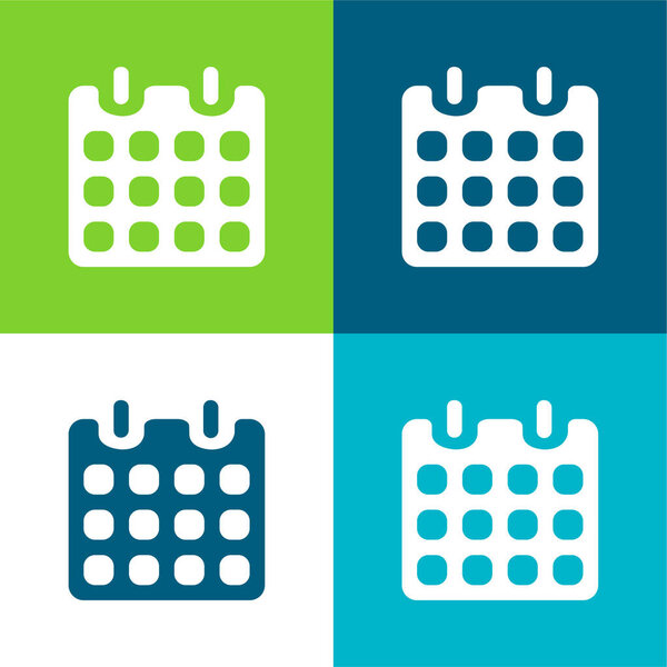 Black Paper Calendar With Spring Flat four color minimal icon set