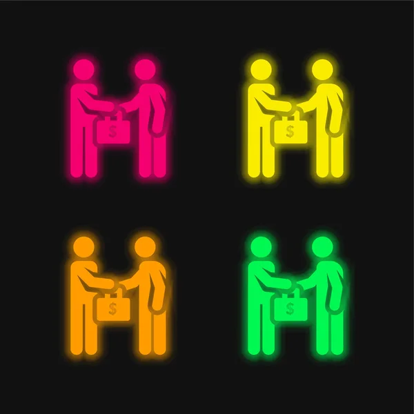 Bribery Four Color Glowing Neon Vector Icon — Stock Vector