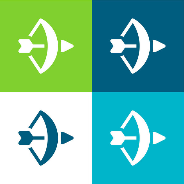 Bow And Arrow Flat four color minimal icon set