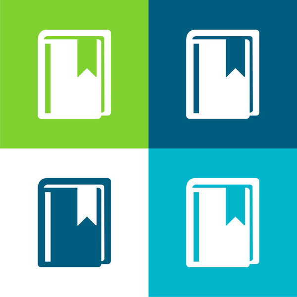 Book With Bookmark Flat four color minimal icon set