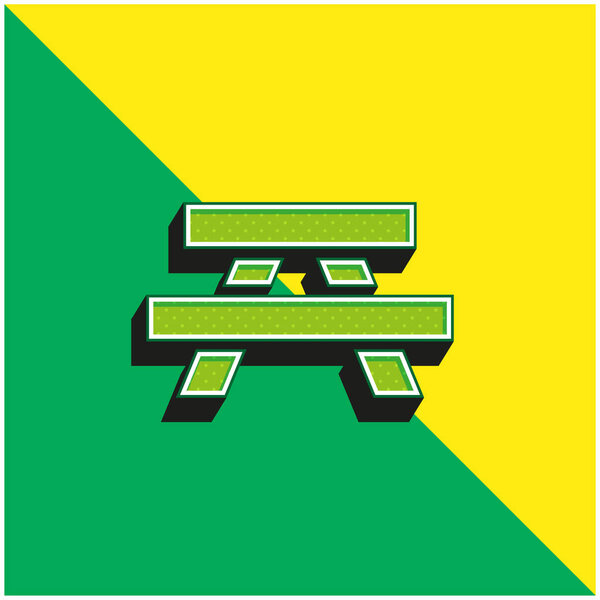 Bench Green and yellow modern 3d vector icon logo
