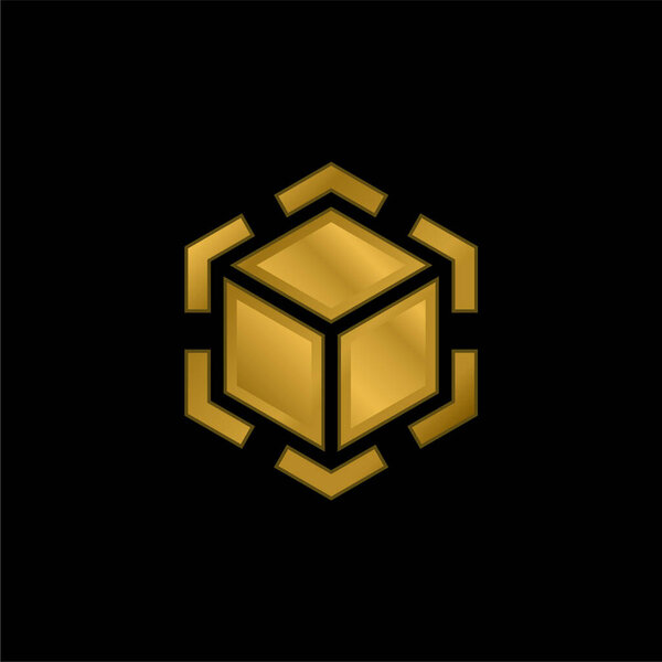 3d Моделирование золотой металлической иконки или вектора логотипа