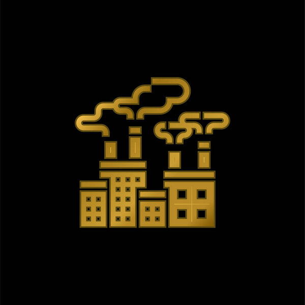 Air Pollution gold plated metalic icon or logo vector