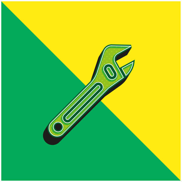 Adjustable Spanner Green and yellow modern 3d vector icon logo