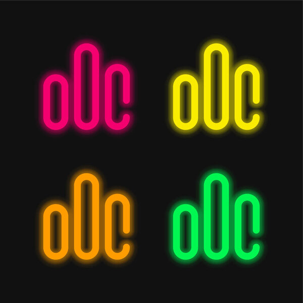 Bar Chart four color glowing neon vector icon