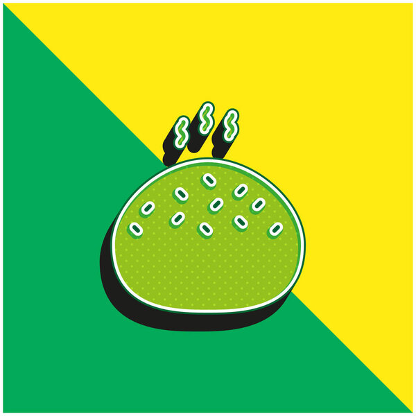 Хлебный рулон Зеленый и желтый современный 3d логотип векторной иконки