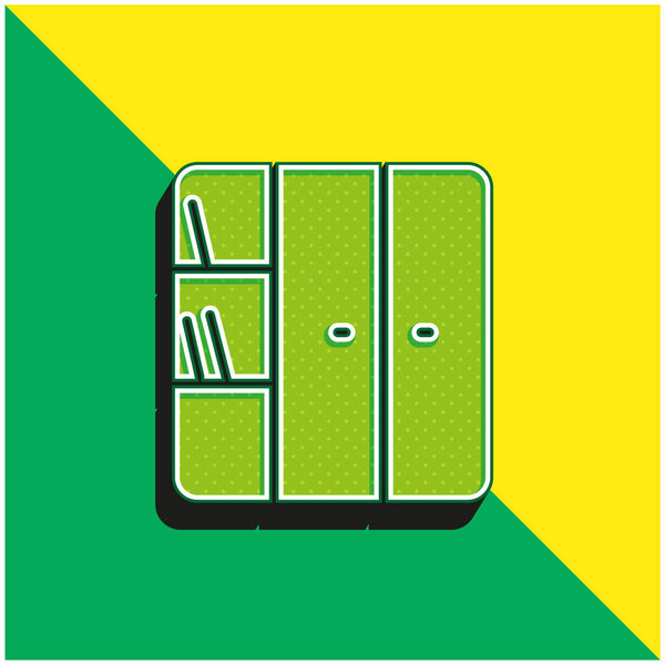 Bookcase Green and yellow modern 3d vector icon logo