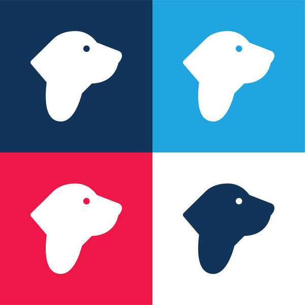 Basset Hound blue and red four color minimal icon set