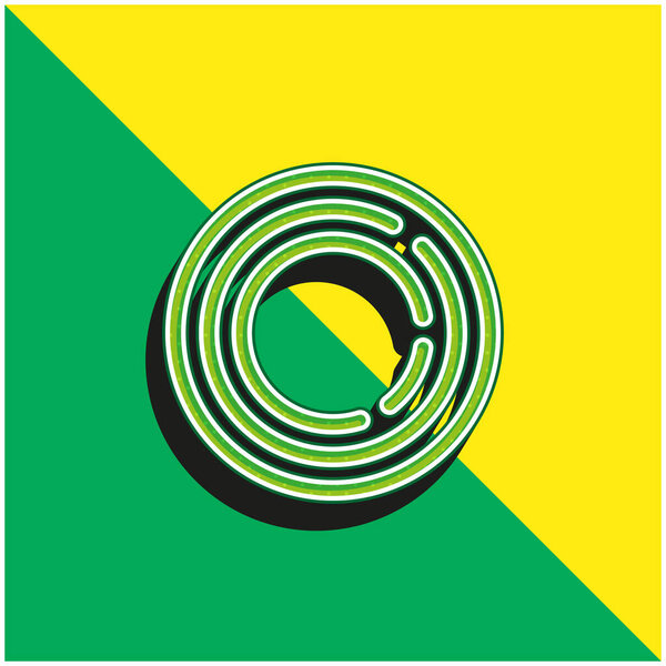 Big Frisbee Green and yellow modern 3d vector icon logo