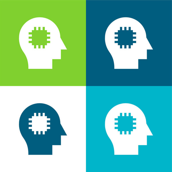 Brain Flat четыре цвета минимальный набор значков