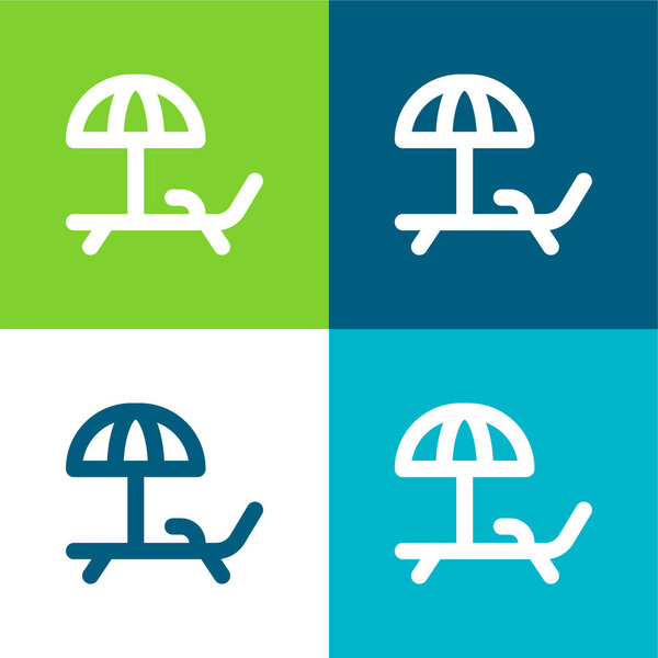Beach Chair Flat four color minimal icon set