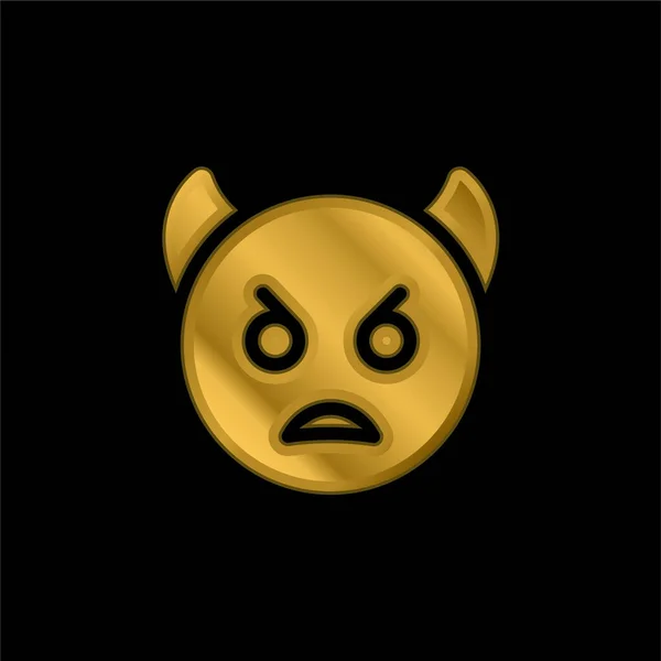 Angry gold plated metalic icon or logo vector