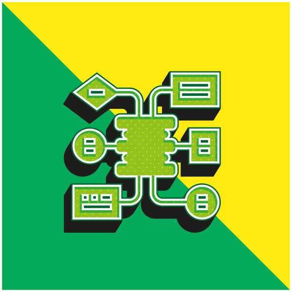 Algorithm Green and yellow modern 3d vector icon logo