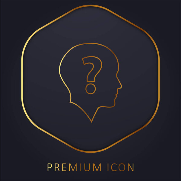 Bald Head With Question Mark golden line premium logo or icon