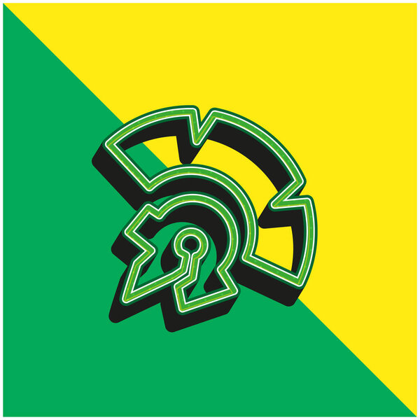 Античная индийская часть музея Зеленый и желтый современный 3d логотип векторной иконы