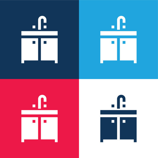 Bathroom Cabinet blue and red four color minimal icon set