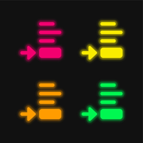 Bottom four color glowing neon vector icon